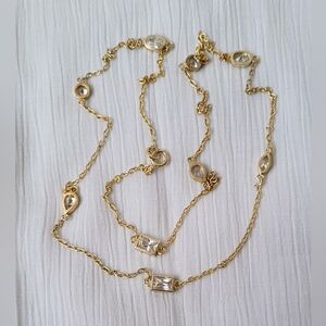 Elegant 925 Rolo Chain With Crystal Accents Necklace 24"